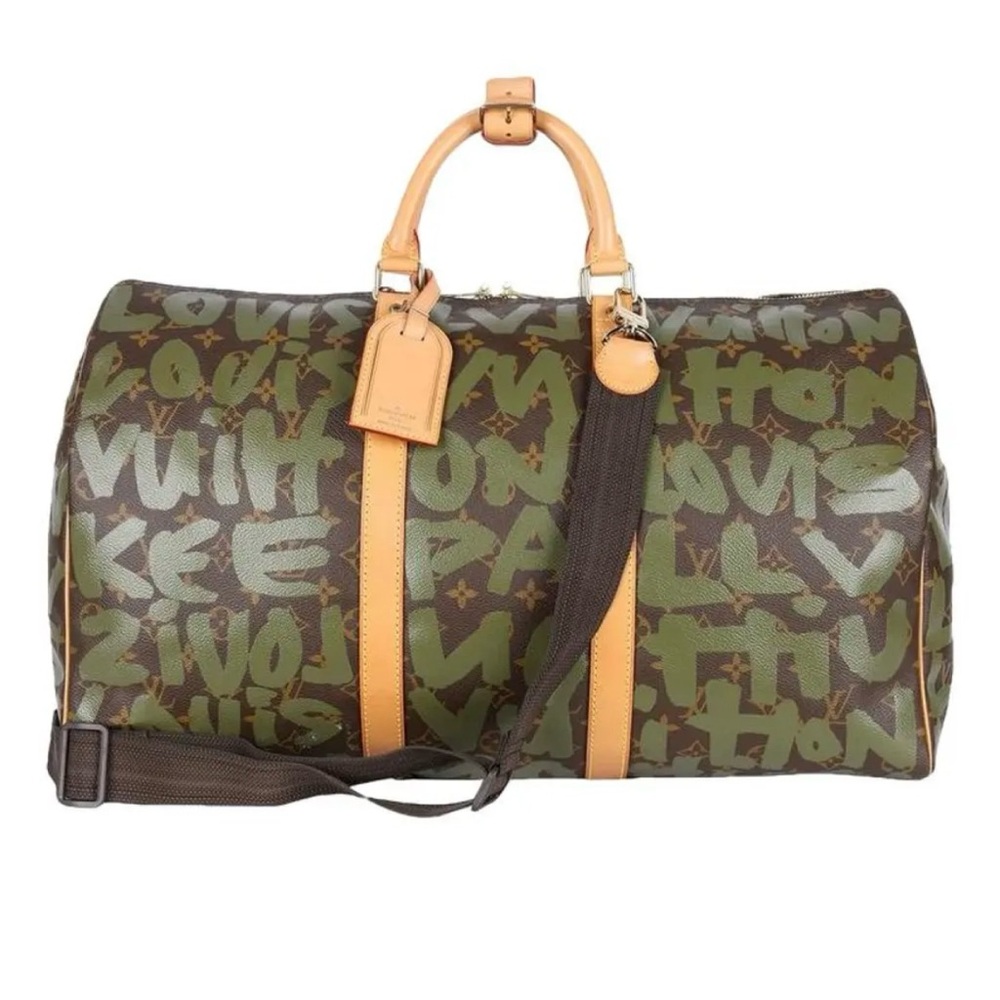 RARE LOUIS VUITTON
STEPHEN SPROUSE GREEN MONOGRAM
GRAFFITI KEEPALL 50 with Strap